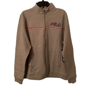 FILA Gray Collared Zip-Up Track Jacket Mens Size L